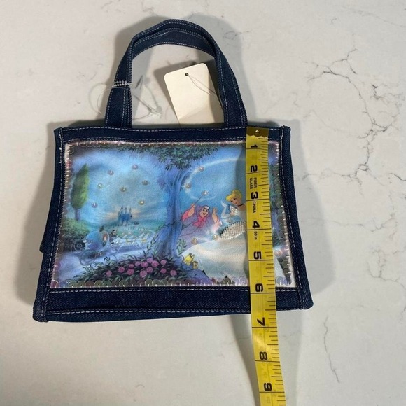 NWT Vintage Disney Cinderella Denim Tote Bag – Mini Purse with Sequin Accents - Picture 5 of 6